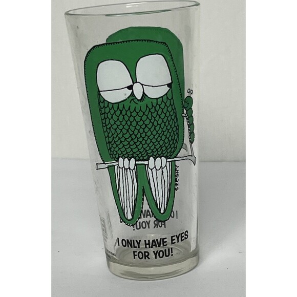 Pepsi Collector Glass Green Owl‎ Visual Creations Szeghy Vintage 70s Rare - Picture 4 of 7